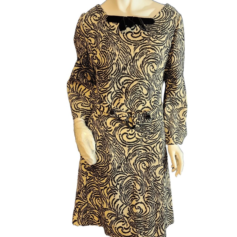 One of a Kind Vintage 1960's-70's Custom Made Bell Sleeve Dress W/Belt VG Cond